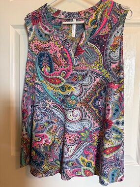 Sleeveless Paisley Tunic Top in Multicolor